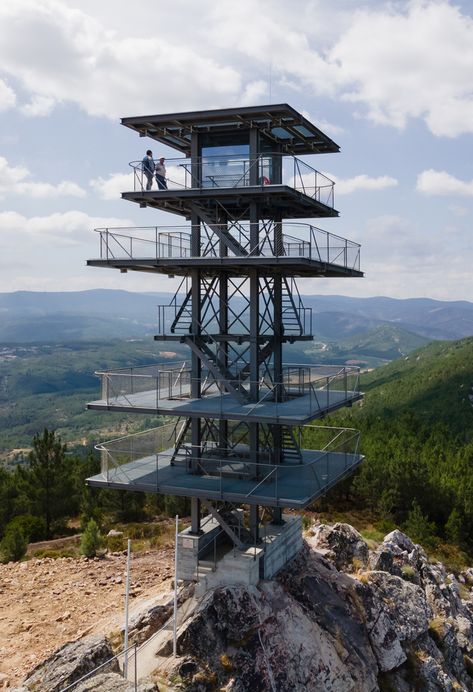 Gallery of Álvaro Siza's New Steel Frame Watchtower for Ecotourism in Portugal - 12 Watch Tower Architecture, Bird Watching Tower, Daniel Sousa, Brutalism Architecture, Lookout Tower, Tower Building, Architecture Model House, Tower Design, Tower House