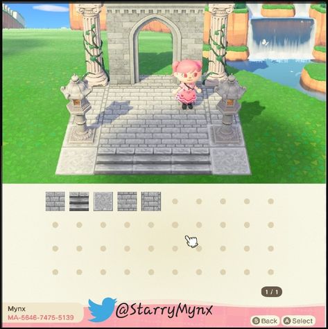 ACNH Grey Brick Path design to match the castle or light grey items in game. Created by me! Acnh Gray Brick Path Code, Acnh Gray Stone Path, Rock Path Acnh Code, Light Stone Path Acnh, Acnh Lavender Path, Acnh Castle Path Codes, Acnh Castle Floor Code, Acnh Grey Brick Path Code, Acnh Elegant Design Codes