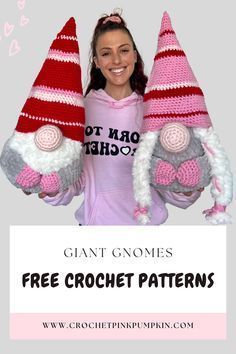 Valentine Crochet Patterns, Crocheted Gnomes, Crochet Gnomes Pattern Free, Gnomes Crochet, Valentine Crochet, Crochet Gnomes, Gnome Crochet Pattern, Crochet Gnome, Gnome Crochet