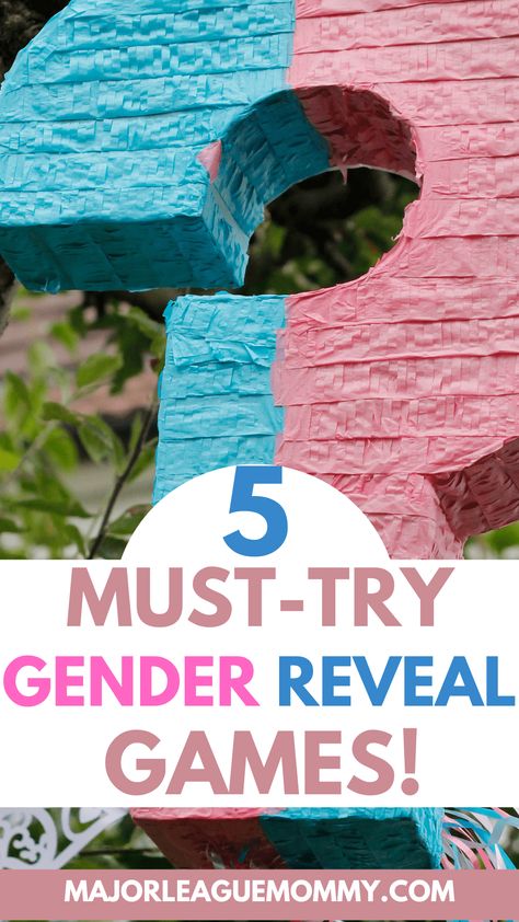 Preparing for a gender reveal party? Here are 5 simple gender reveal game ideas to consider to keep your guests entertained. Follow Major League Mommy for even more content like this! Gender Reveal Games Ideas, Gender Reveal Games For Guests, Gender Reveal Game Ideas, Gender Reveal Ideas Simple, Gender Reveal Outfit For Guest, Gender Reveal Games Activities, Gender Reveal Activities, Gender Surprise, Gender Reveal Outfit