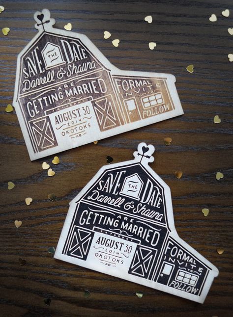 Shauna Luedtke: Laser Etched Save the Dates Save The Date Ideas, Popular Wedding Invitations, Wedding Invitation Trends, Unique Save The Dates, Design Invitation, Save The Date Designs, Save The Date Magnets, Date Ideas, Save The Dates