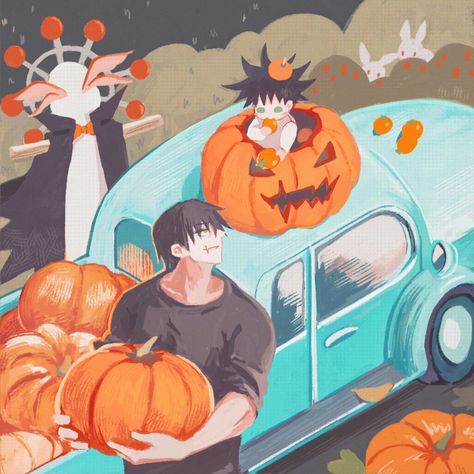 Megumi Halloween, Gojo Halloween, Jjk Halloween, Fushiguro Family, Halloween Fanart, Toji Megumi, Toji Fushiguro, Anime Halloween, Megumi Fushiguro