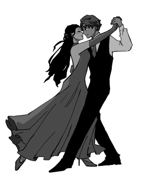 2 People Dancing Drawing Reference, Dancing Concept Art, Art Reference Poses Couple Dancing, Dance Drawing Reference Couple, Slow Dancing Animation, Formal Pose Reference Drawing, Character Dancing Poses, Ballroom Dance Pose Reference, Duo Poses Male And Female