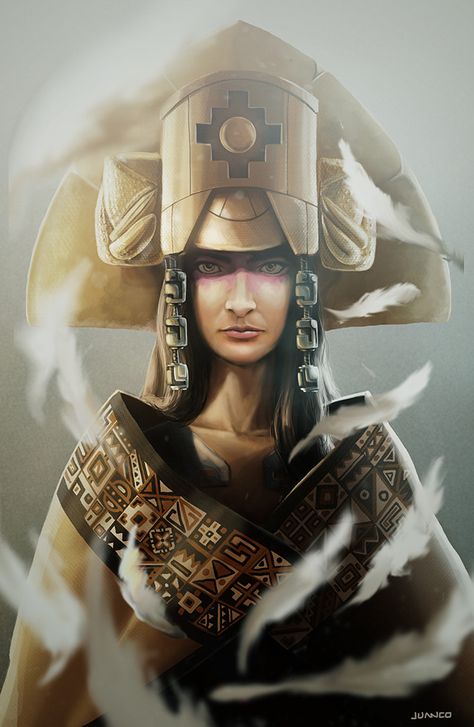 Mama Uqllu, juanco . on ArtStation at https://www.artstation.com/artwork/nEwB4 Inca Art, Inca Tattoo, Inca Empire, Aztec Art, Black Characters, Anime Wall Art, Character Portraits, Fantasy Character Design, Fantasy Art