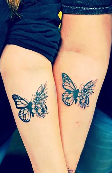 25 Best Friend Tattoos to Celebrate Your Special Bond - The Trend Spotter Distance Tattoos, Matching Friend Tattoos, Matching Best Friend Tattoos, The Trend Spotter, Bestie Tattoo, Matching Sister Tattoos, Bff Tattoos, Friendship Tattoos, Butterfly Tattoos