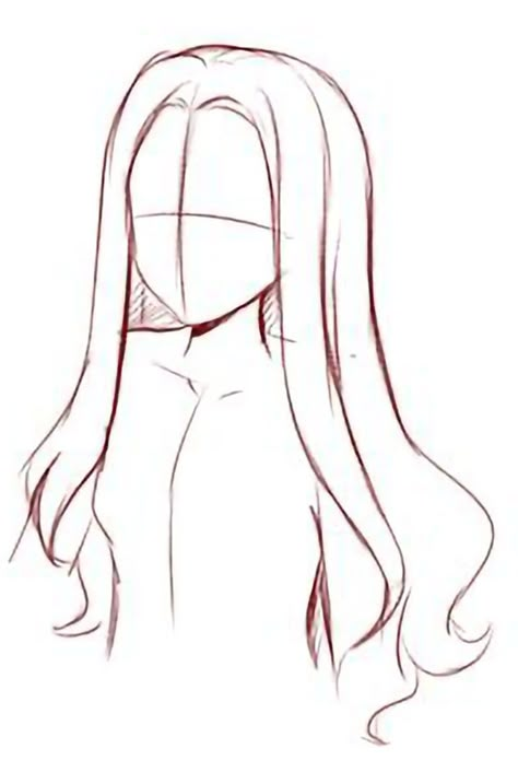 Easy Hair Drawings, Long Hair Drawing, Drawing Hair Tutorial, Siluete Umane, Hair Sketch, Body Base Drawing, Easy Doodles Drawings, Easy Drawings Sketches, Fete Anime