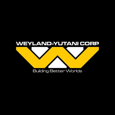 Fictional company from the Alien franchise, this logo uses both the W and Y, from the companies name, layered on top of each other to create the logo. the layering and the font used allows this logo to fit into the fictional world of Alien. Fictional Companies, Wayland Yutani, Ron Cobb, Alien Franchise, Alien Prometheus, Weyland Yutani, Giger Alien, Aliens 1986, Alien Movies