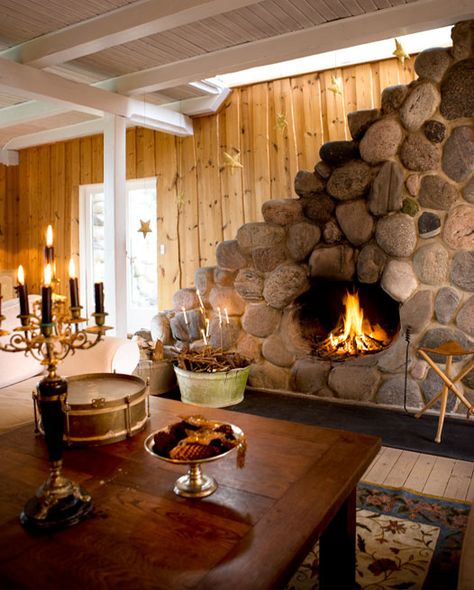 Old House Living Room, Skyrim House, Norwegian House, Cabin Fireplace, Silo House, Wall Mounted Fireplace, Cozy Log Cabin, Cabin Inspiration, Wood Stove Fireplace