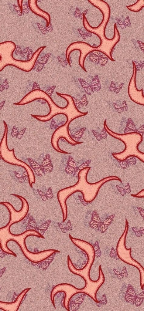 Butterflies, Iphone, Purple, Red, Pattern, Pink, Blue