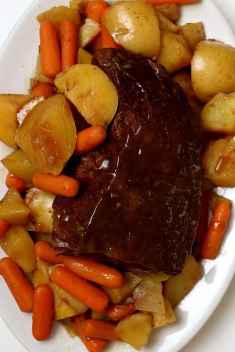 Slow Cooker 3-Ingredient Rump Roast–an easy beginner recipe for the slow cooker. Beef pot roast is cooked until tender in your crockpot. If desired you can also make carrots and potatoes with the roast.   Pin this recipe for later! Get the Instant Pot 3-Ingredient Rump Roast recipe here Jump to the recipe Slow Cooker 3-Ingredient … Roast In Instant Pot, Rump Roast Crock Pot Recipes, Crockpot Rump Roast, Beef Rump Roast, Slow Beef Stew, Rump Roast, Pot Roast Crock Pot Recipes, Beef Rump, Au Jus Gravy