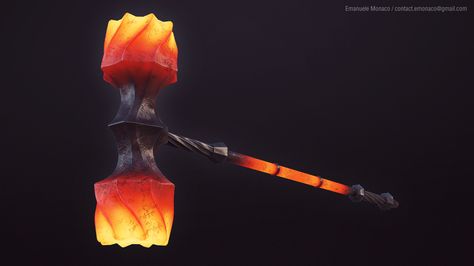 ArtStation - Fate Forger - Fantasy Hammer, Emanuele Monaco Fantasy Hammer, Hammer Drawing, Hammer Design, Fire Giants, Power Hammer, Props Art, Dungeons And Dragons Game, Fantasy Props, Knife Art