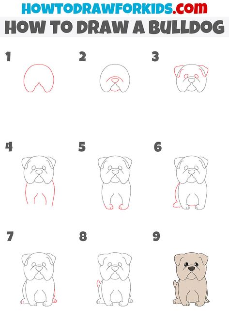 How To Draw English Bulldog, How To Draw A Bulldog Step By Step, How To Draw A French Bulldog Easy, Dog Doodle Step By Step, Simple Bulldog Drawing, How To Draw A Bulldog, How To Draw A Dog Step By Step, Doodle Puns, Bulldog Doodle