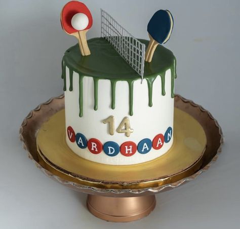 Table Tennis Theme Cake, Ping Pong Cake Ideas, Table Tennis Cake, Ping Pong Cake, 13th Birthday Boys, Tennis Cake, Teacher Cakes, Teen Cakes, Cracked Wallpaper