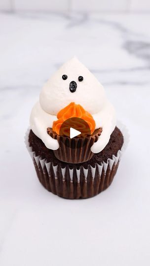 Ghost Cupcakes, Orange Frosting, Decorated Cupcakes, Decorating Cupcakes, Kids Halloween Party, Holiday Sweets, Cupcake Decoration, The Witching Hour, Holiday Goodies