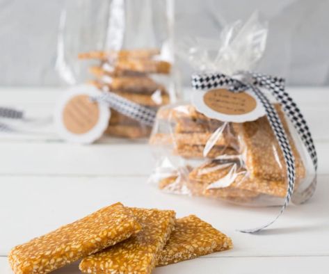 Honey sesame snaps Sesame Snaps, Recipe With Honey, Honey Sesame, Honey Recipes, Toasted Sesame Seeds, Thermomix Recipes, Gifts For Cooks, Food Products, Salted Butter