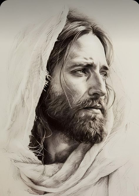 Avatar Black And White, Christian Art Drawings, Jesus Art Paintings, Jesus Sketch, Jesus Drawing, Biblical Scenes, Jesus Art Drawing, Jesus Christ Illustration, Christian Illustration