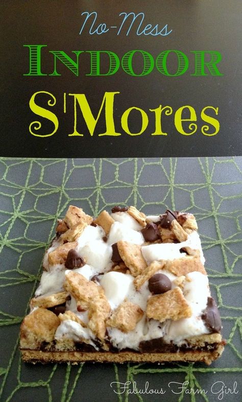 Indoor S'Mores by FabulousFarmGirl. Why wait to go camping when you can have delicious, easy S'mores all year round. Smores Dessert Recipes, Homemade Smores, Indoor Smores, Baked Pie, Smores Dessert, Smore Recipes, Cracker Crust, Pie Shell, S'mores