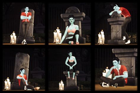 Sims 4 Cemetery, Sims 4 Graveyard, Poses Sims 4, Creepy Graveyard, Group Pose, Die Sims 4, 4 Poses, Sims 4 Download, Action Pose Reference