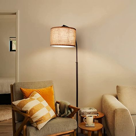 Suraielec Arc Floor Lamp for Living Room, Bedroom, Office, 72"-66.55" Adjustable Height, Industrial Farmhouse Tall Standing Lamp, Natural Linen Drum Shade, Matt Black Metal Pole, Bulb Sold Separately - - Amazon.com Overhanging Floor Lamp, Reading Living Room, Tall Standing Lamp, Dimmable Floor Lamp, Pole Lamps, Arc Floor Lamp, Floor Lamp Base, Tall Lamps, Floor Lamp With Shelves