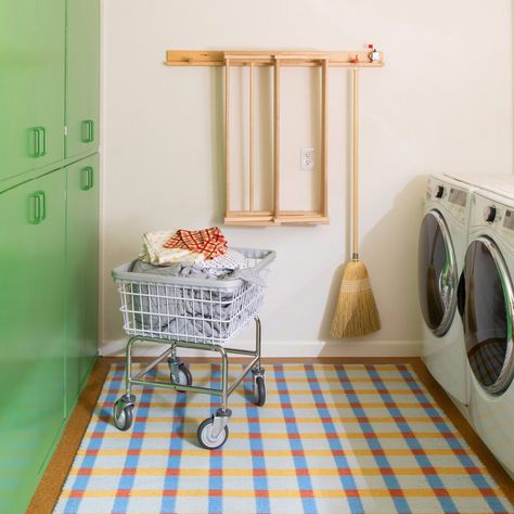 Simple & Sustainable Spring Cleaning Tips | Schoolhouse Moderne Have, Hallway To Bedrooms, Laundry Cart, Living Room Flooring, Closet Bedroom, Spring Cleaning, Bits And Bobs, Wool Plaid, Bar Design