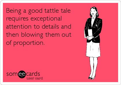 Being a good tattle tale requires exceptional attention to details and then blowing them out of proportion. Snitch Quotes, Annoying Coworkers, Tattle Tale, Coworker Quotes, Detox Kur, Correctional Officer, Office Humor, Work Humor, Work Quotes