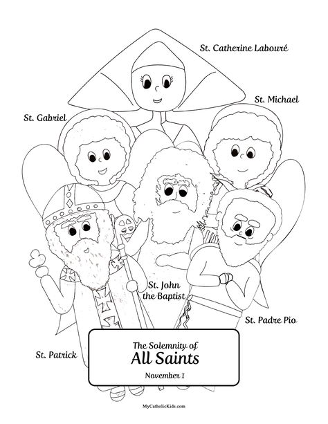 All Saints Day Coloring Pages Free, All Saints Day Free Printables, All Saints Day Activities For Kids Catholic School, All Saints Day Preschool, All Saints Day Activities For Kids, Catholic Kids Activities, Saints For Kids, Calendar Worksheets, Kindergarten Pictures