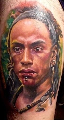 "Jaguar Paw Tattoo" Rudy Youngblood who Played Jaguar Paw in the Movie Apocalypto. Apocalypto Tattoo, Rudy Youngblood, Jaguar Paw, Inca Tattoo, Hyper Realistic Tattoo, Doll Tattoo, Paw Tattoo, Native American Artwork, Old Tattoos