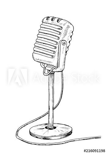 Microphone Drawing Easy, Mic Drawing, Microphone Drawing, Old Microphone, Like Illustration, Microphone Tattoo, Drawing Vintage, Minimalist Drawing, Free Bird