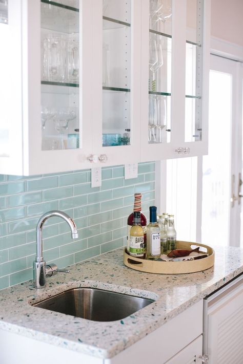 Dream Beach House Tour - Day One | House of Turquoise-wet bar matching the nearby kitchen Dream Beach House, Nautical Kitchen, Beach House Tour, Deco Marine, Beach House Kitchens, Beach Kitchens, House Of Turquoise, Dream Beach Houses, Beach Cottage Decor