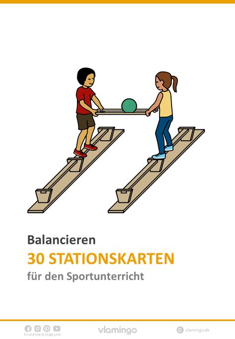 30 Stationskarten zum Thema "Balancieren". Viele der Übungen können bereits mit Kindern im Kindergarten, beim Kinderturnen, in der Vor- und Grundschule oder Sekundarstufe durchgeführt werden. Sowohl die Koordination als auch das Gleichgewicht wird geschult. #sportunterricht #kinderturnen #anfängerturnen #sportlehrkraft #balancieren #gleichgewicht Childrens Gymnastics, Permainan Kerjasama Tim, Physical Education Lessons, Physical Activities For Kids, Kids Gym, Brain Gym, Gross Motor Activities, Physical Education Games, Aktivitas Montessori