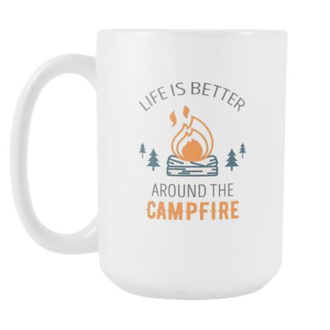 [product_style]-Camping Mug - Life is better, Campfire mug- Camping Coffee Cup / Mug (15oz)-Teelime Christmas Gifts With Cricut, Cricut Sign Ideas, Gifts With Cricut, Cabin Fun, Coffee Outside, Cup Sayings, Coffee Mug Ideas, Christmas Camping, Tumbler Quotes