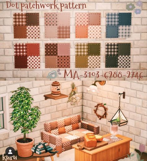 Acnh Cottagecore, Cottage Rugs, Acnh Codes, Animal Crossing Wild World, Animal Crossing Villagers, Patchwork Blanket, Animal Crossing Pocket Camp, Pattern Code, New Animal Crossing