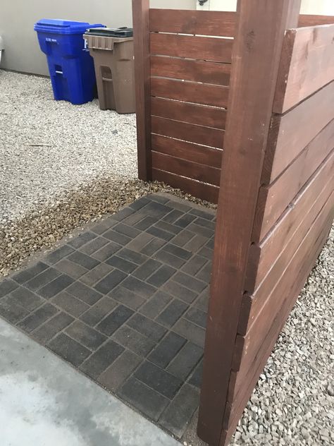 Trash Can Area Outdoor, Trash Barrel Storage Outside, Trash Can Patio, Trash Can Wall, Trash Can Screen Outdoor, Trash Screen, Hidden Trash Can Outdoor, Trash Can Cover, Garbage Can Enclosure Diy