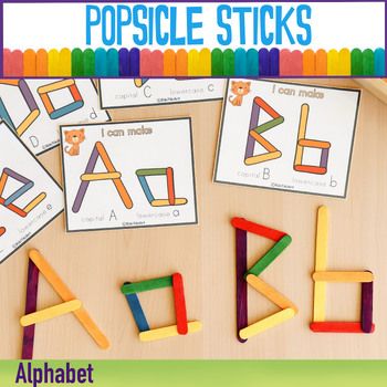 Nature Popsicle Sticks Activity For Toddlers Montessori Fine Motor F9B Build The Letter Popsicle Sticks, Preschool Alphabet Printables, Letter Centers, Abc Preschool, Stick Letters, Magnet Activities, Alphabet Activity, Abc Flashcards, Pattern Activities