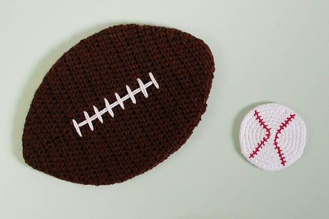 Baseball Crochet Cork Board | AllFreeCrochet.com Camouflage Crochet, Baseball Crochet, Sports Crochet, Sports Cave, Crochet Boys, Crochet Baseball, C2c Patterns, Baseball Applique, Crochet Appliques