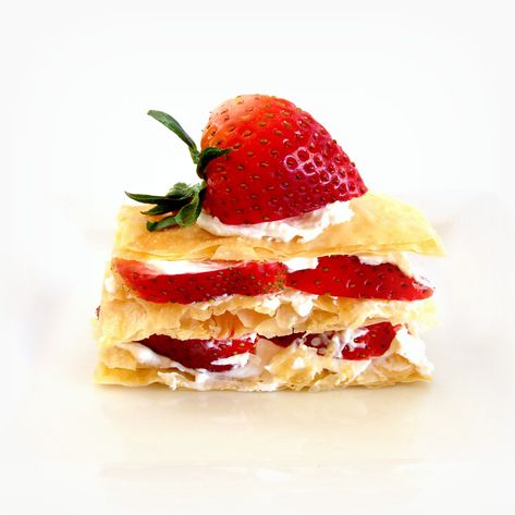 Strawberry Phyllo Stacks Phyllo Dessert, Strawberry Napoleon, Kid Desserts, Strawberry Slice, Phyllo Dough, Mascarpone Cheese, All Fruits, Seasonal Food, Fresh Berries