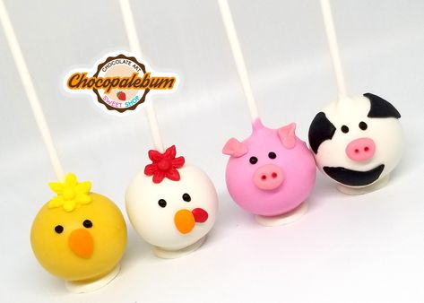 Farm Animals Cake Pops, Farm Cake Pops, Cow Cake Pops, Farm Animal Cake Pops, Barn Birthday Party, Animal Cake Pops, Zoo Cake, Barn Cake, Farm Animal Cakes