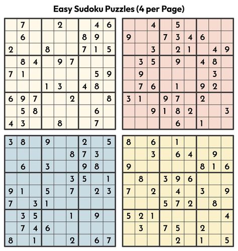 Printable Sudoku Puzzles 4 Per Page Free Printable Sudoku Puzzles, Easy Sudoku Printable, Soduko Printable Easy, Suduko Puzzle, Printable Sudoku Puzzles, Printable Sudoku, Sudoku Printable, Sudoku For Kids, Grid Puzzles