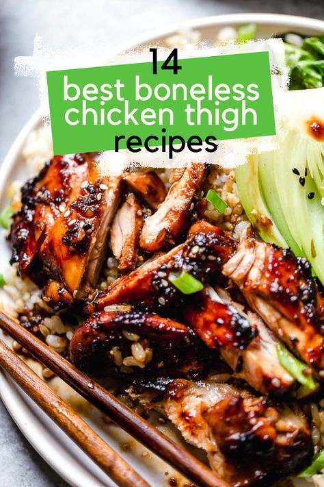 From the oven to the air fryer or grill, these healthy boneless chicken thigh recipes are filled with protein, and all-around delicious! #chicken #chickenthighs #bonelesschickenthighs #dinner #healthyrecipes #weightwatchers Peruvian Chicken Recipe, Chicken Casserole Recipes Healthy, Healthy Chicken Thigh Recipes, Cooking Chicken Thighs, Macro Counting, Grilled Chicken Skewers, Bbq Chicken Salad, Easy Chicken Thigh Recipes, Boneless Chicken Thigh Recipes