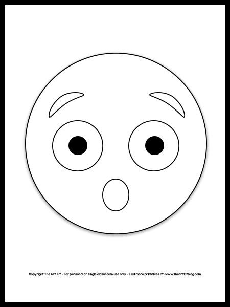 Emoji Coloring Page - Surprised Face {FREE Printable!} - The Art Kit Surprised Emoji, Emoji Craft, Surprised Face, Scared Face, Emoji Coloring Pages, Free Emoji, Surprise Face, Shocked Face, Emoji Face