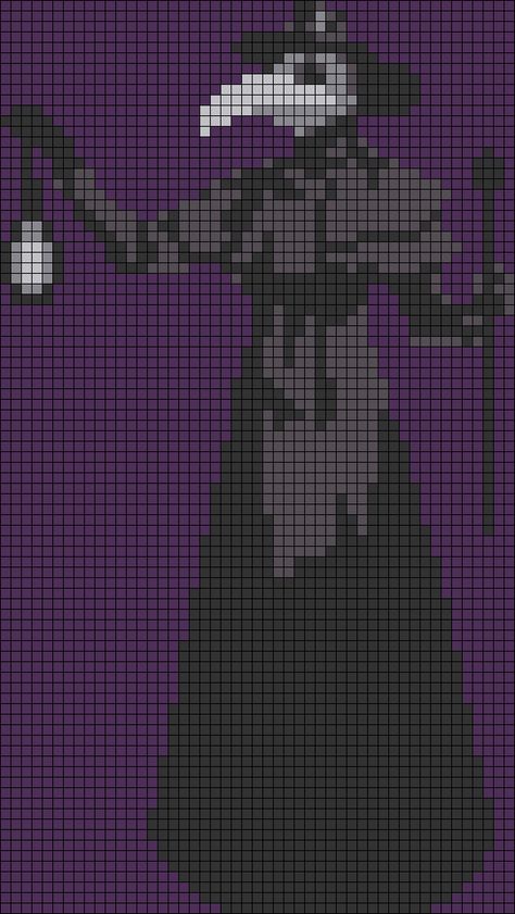 Bloodborne Cross Stitch, Plague Doctor Alpha Pattern, Mothman Perler Bead Patterns, Plague Doctor Pixel Art Grid, Mothman Alpha Pattern, Plague Doctor Perler Beads, Cryptid Alpha Pattern, Wolf Cross Stitch Pattern Free, Plague Doctor Pixel Art