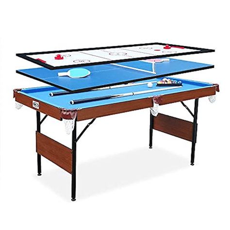 RACK Pool Tables Rack Crucis 5.5-foot Folding Billiard/pool Table (Blue 3-in-1 Multi Game) | Wayfair Billiard Pool Table, Table Tennis Racket, Pool Tables, Billiards Pool, Pool Cues, Billiard Room, Indoor Games, Rec Room, The Rack