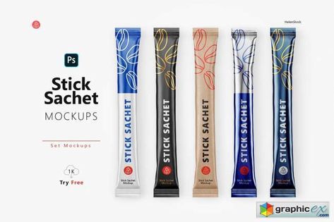 Stick Sachet Mockup - Top View 5734220 Apparel Packaging, Coffee Sachets, Sugar Sticks, Drinks Packaging Design, Clothing Packaging, Cosmetic Packaging Design, Free Photoshop Actions, Drop Shadow, Graphic Designing