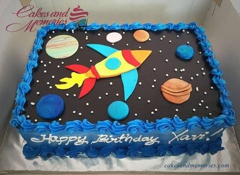 Photo Print Cake, Pastel Rectangular, Planet Cake, Galaxy Cake, Dino Cake, Birthday Sheet Cakes, Snowman Cake, Astronaut Birthday, Space Theme Party