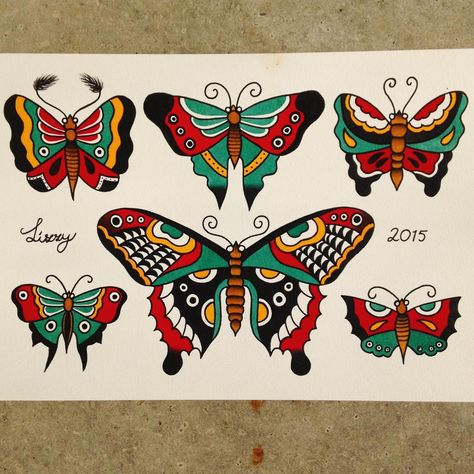 “Sailor Jerry inspired butterflies #tattooflash #traditionaltattoo #flash… Sailor Jerry Butterfly, Traditional Butterfly Tattoo, Butterfly Tattoo Cover Up, Borboleta Tattoo, Traditional Butterfly, Butterfly Tattoo On Shoulder, Butterfly Tattoo Meaning, Butterfly Back Tattoo, Famous Tattoo Artists