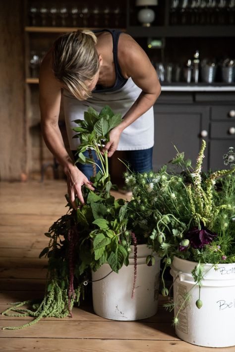 Secrets from the Lost Kitchen: How to Arrange Flowers like a Self-Taught Maine Chef - Gardenista Buckets Of Flowers, Erin French The Lost Kitchen Recipes, The Lost Kitchen Nibble Board, The Lost Kitchen Recipes, Erin French, The Lost Kitchen, Lost Kitchen, Flower Recipes, Start Gardening