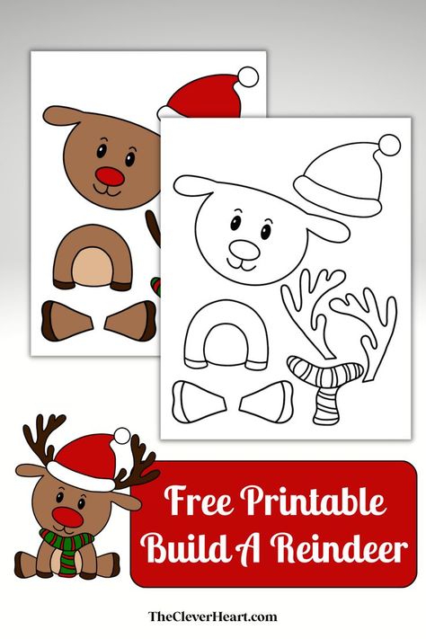 build a reindeer printable Reindeer Free Printable, Build A Reindeer, Reindeer Printable, Reindeer Handprint, Christmas Literacy, Fun Holiday Crafts, Easy Holidays Crafts, Reindeer Craft, Christmas Activity