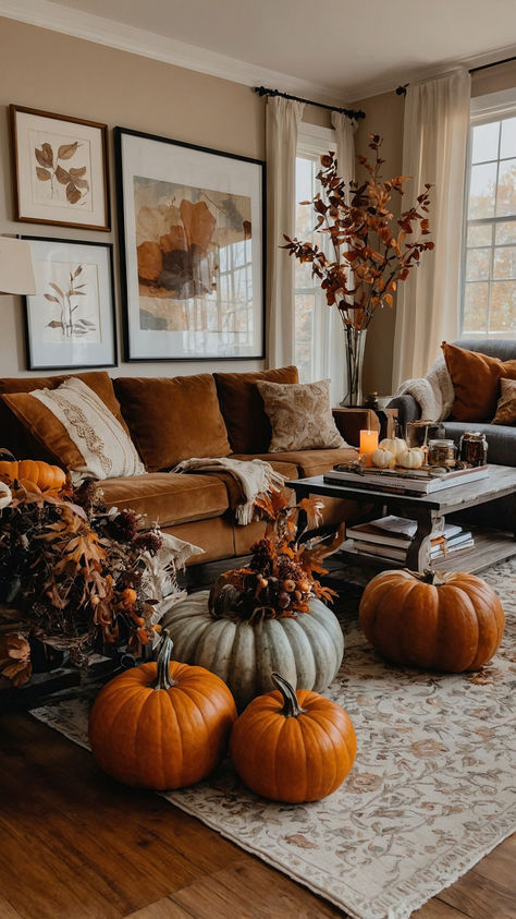 Fall Decorating Ideas For A Beautiful Autumn Moody Fall Decor, Autumn Interior Design, Fall Decor Living Room, Stylish Halloween Decor, Fall Living Room Ideas, Holiday Finds, Moody Colors, Autumn Interior, Leaves Changing Color