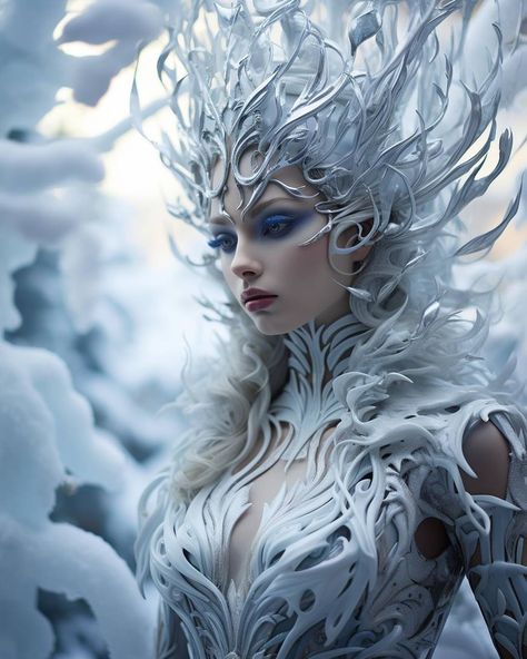 Ice Queen Costume, Magic Island, Gothic Fantasy Art, Fairy Pictures, Winter Fairy, Food Basket, Fantasy Gowns, Beautiful Dark Art, Foto Art