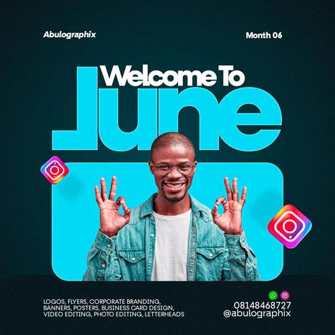 Happy New Month! Welcome to the last month of the first phase of the year❤️ How has it been so far ❤️?? Hope y'all are still hanging on? Want to see more posts like this?? Follow @abulographix Follow @abulographix #explorepage✨ #design #designer #graphicdesigner #miunifygdc #designagency #newmonth #graphicdesigndaily #designinspired #logistics #designofinstagram #designofthday #graphicdesignerlife #designeveryday #graphicdesigncommunity #freelancedesigner #socialmediadesign #socialmedia... Welcome Logo, Welcome Post, Happy New Month, Graphic Design Flyer, New Years Poster, Flyer And Poster Design, Social Media Page Design, New Month, Corporate Branding